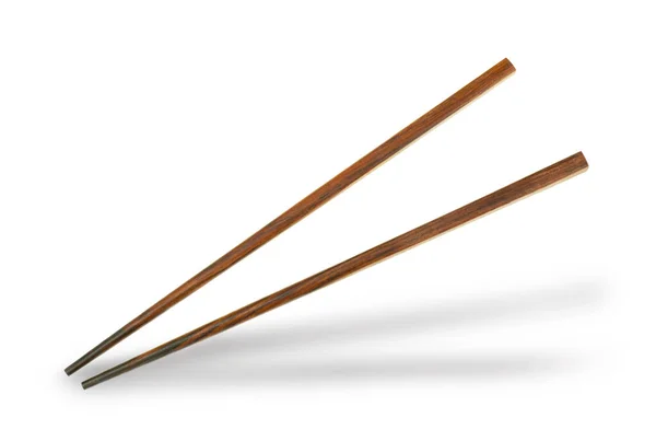 红木做的木制筷子 背景为白色 — 图库照片