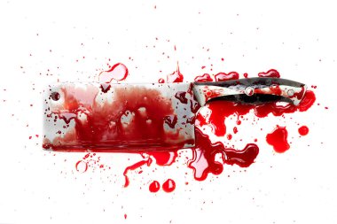 Razor kanlı ve beyaz arka planda kan damlat