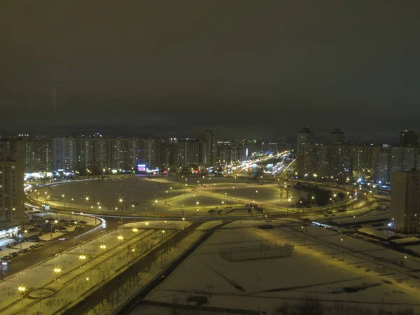 Luftaufnahme Verschneite Straßen Moskau — Stockfoto