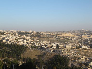 Kudüs. Kudüs, İsrail gündoğumu, kaya kubbe ile Cityscape görüntü