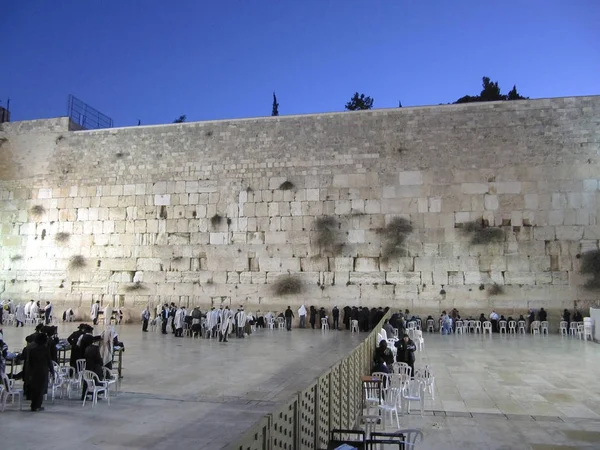 Hombres Mujeres Rezan Muro Los Lamentos Temprano Mañana Jerusalén — Foto de Stock