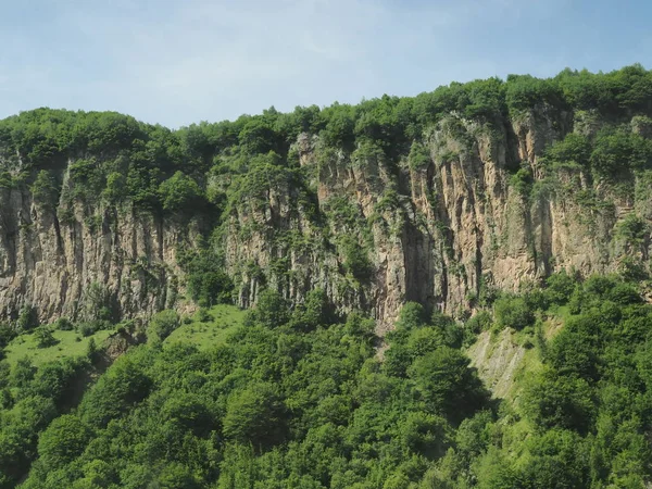 kayalık dağlar ve yeşil çim ente ve çalılar ile kaplı dağların manzarası ile güzel manzara