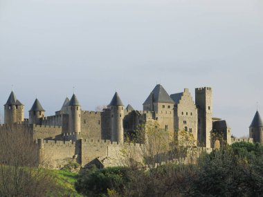 Ortaçağ şehri Carcassonne, Languedoc Roussillon, Fransa.