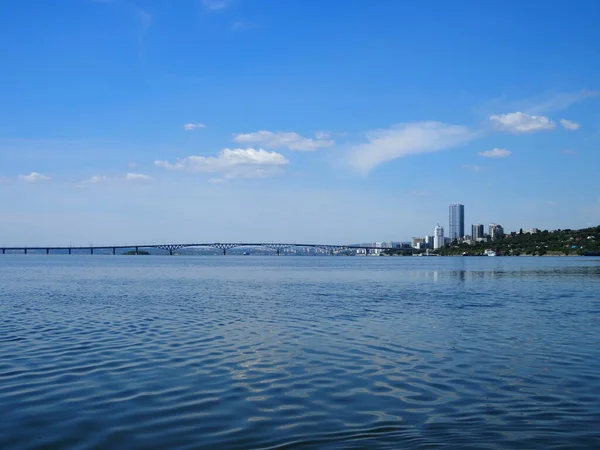 Bela Vista Ponte Saratov Através Volga — Fotografia de Stock