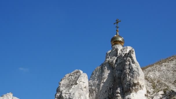 Дивногорский Монастырь Остатки Древнего Пещерного Монастыря — стоковое видео