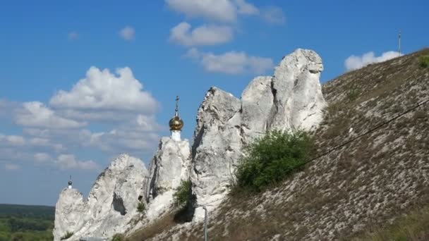 Monastero Assunzione Divnogorsk Resti Antico Monastero Rupestre — Video Stock