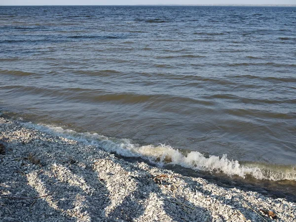 Wellen Felsen Sand Wellenplätschern Aus Nächster Nähe Sommer — Stockfoto