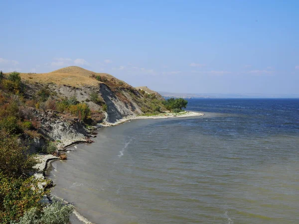 Belle Rivière Été Haute Banque Dessus Rivière Les Pins Poussent — Photo