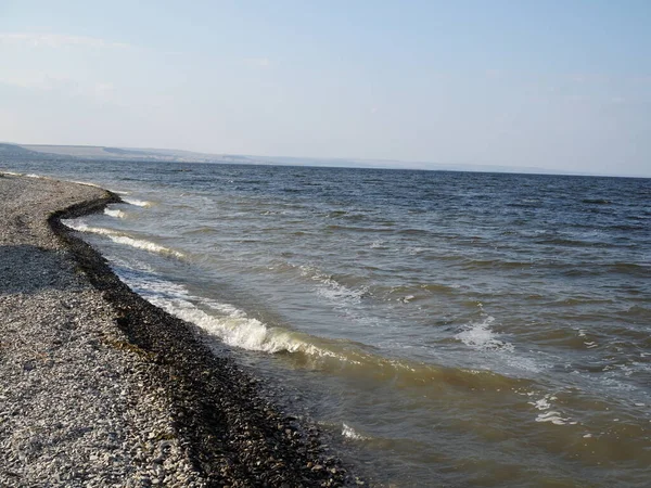 Onde Rocce Sabbia Schizzi Onde Primo Piano — Foto Stock