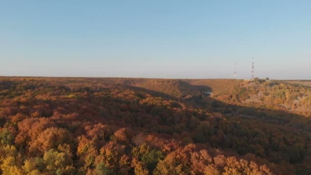 Góry Jesienne Drewno Środowisko Naturalne Widok Lotu Ptaka Jesienny Las — Wideo stockowe