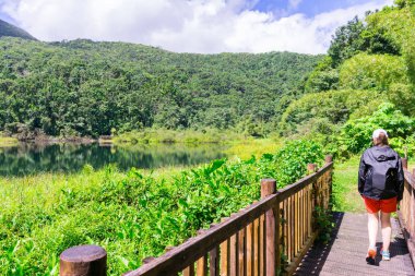 La Soufrire volkanı, Basse-Terre, Guadeloupe yakınlarında büyük tang.