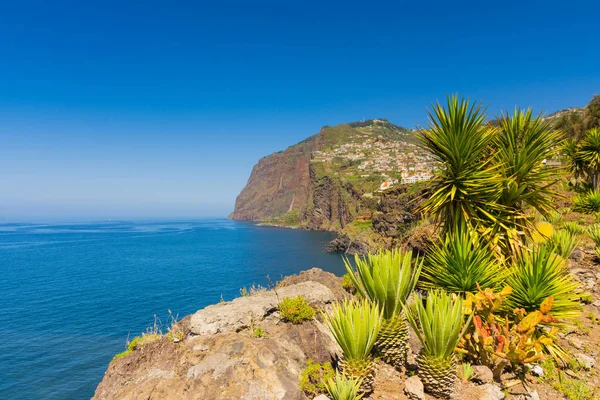 Funchal yakınlarındaki Camara de Lobos okyanus manzarası, Madeira, Portekiz