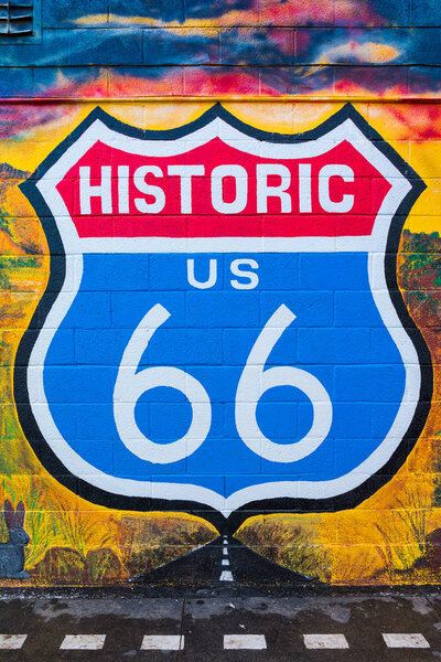 Historic route 66 sign in the USA