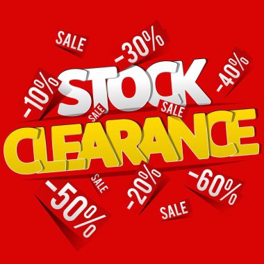 Stock clearance banner, flyer or poster design template clipart