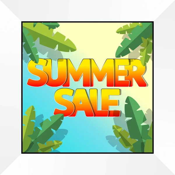 Summer Sale Background Palm Banner Poster Flyer Card Postcard Cover — Stock Vector