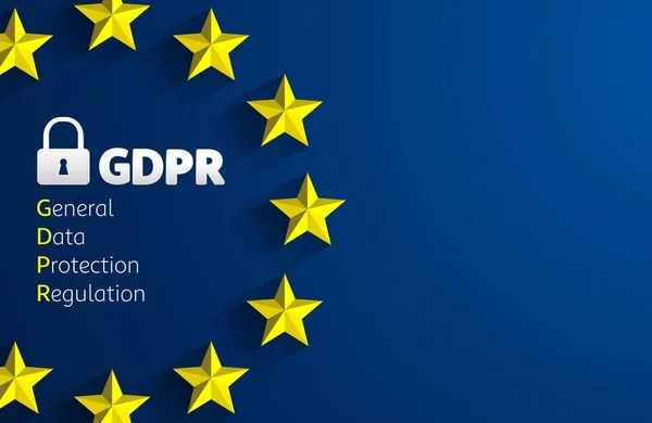 GDPR - Genel Veri Koruma Düzenlemesi. AB bayrağı. Vektör illüstrasyonu