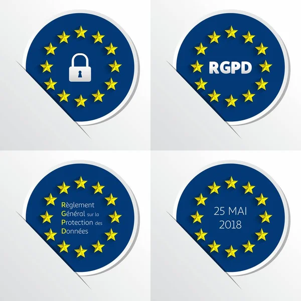 Rgpd Francês Reglement General Sur Protection Des Donnees Means Gdpr — Vetor de Stock