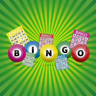 Bingo loto topları ve tombala kartları konsept vektör çizimi