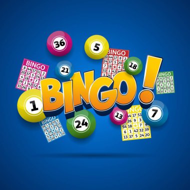 Bingo loto topları ve tombala kartları konsept vektör çizimi