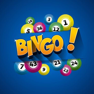 Bingo loto topları ve tombala kartları konsept vektör çizimi