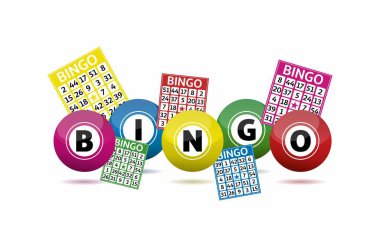 Bingo loto topları ve tombala kartları konsept vektör çizimi