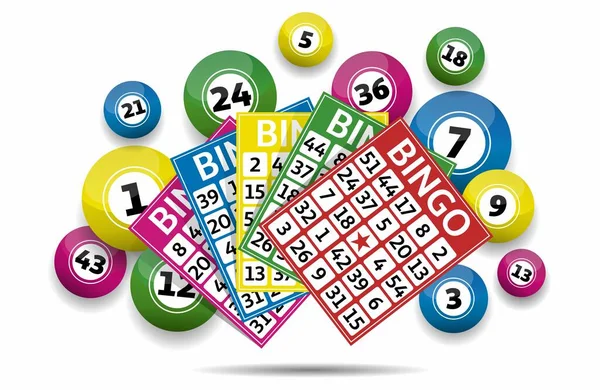 Bingo Loterij Ballen Bingo Kaarten Concept Vector Illustratie — Stockvector