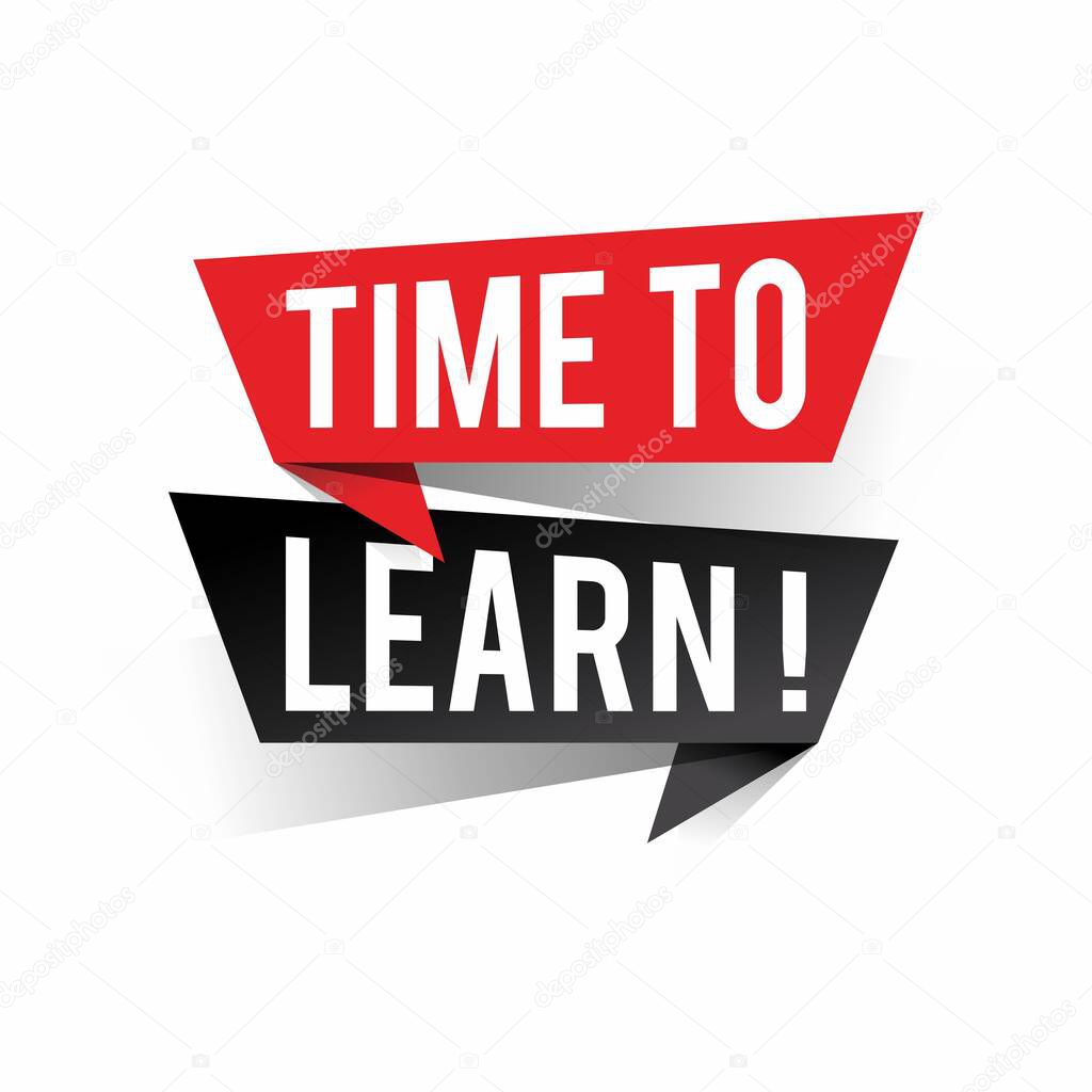 Modern design time to learn text on speech bubbles concept. Vector illustration