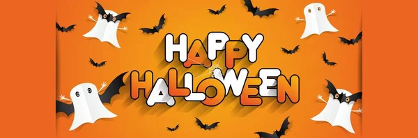 Happy Halloween Card Design Elements Background Vector Illustration — Stock Vector