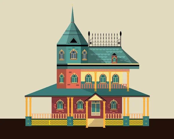 Рисунок Большого Дома Светлом Фоне — стоковый вектор