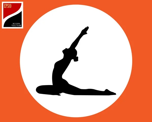 Hatha Yoga Para Principiantes Pose Ejercicio Una Mujer Círculo Cuadrado — Vector de stock