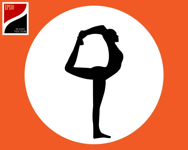 Pose Einer Yoga Frau Kreis Einem Orangefarbenen Quadrat — Stockvektor