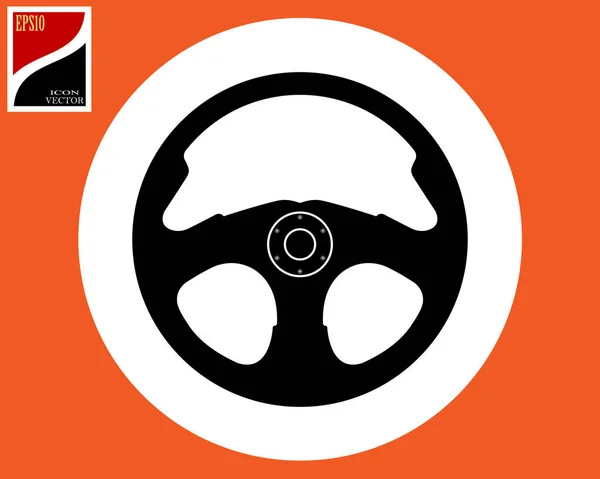 Silhouette Steering Wheel Car Circle Background — Stock Vector