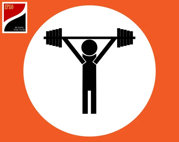 Icon Weightlifter Lifting Barbell Blac — Stock Vector