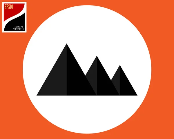 Symbol Drei Dreiecke Der Pyramide Schwarz Kreis — Stockvektor