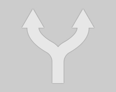 Gri bir arkaplanda açık renkli iki birleşik ok