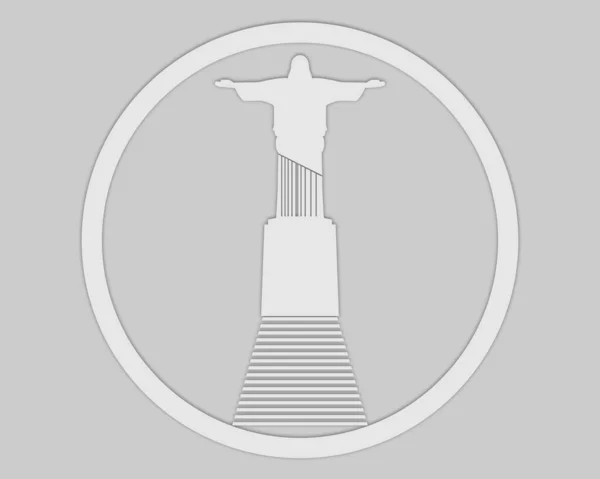 Estátua Cristo Redentor Círculo Cores Claras Com Uma Sombra Fundo —  Vetores de Stock