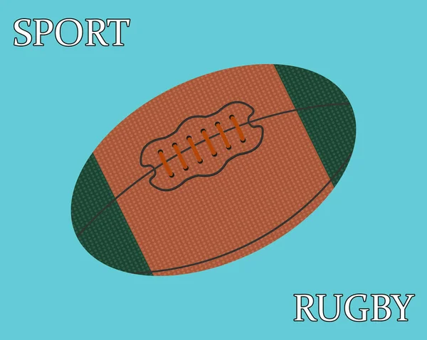 Pelota Rugby Deportiva Con Letras Sobre Fondo Azul — Vector de stock