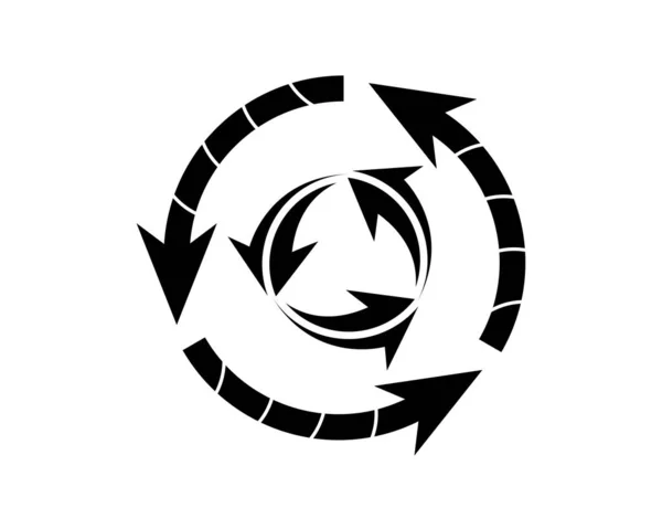 六支箭在一个方向上 在一个白色背景上的黑色色调的圆圈中 — 图库矢量图片