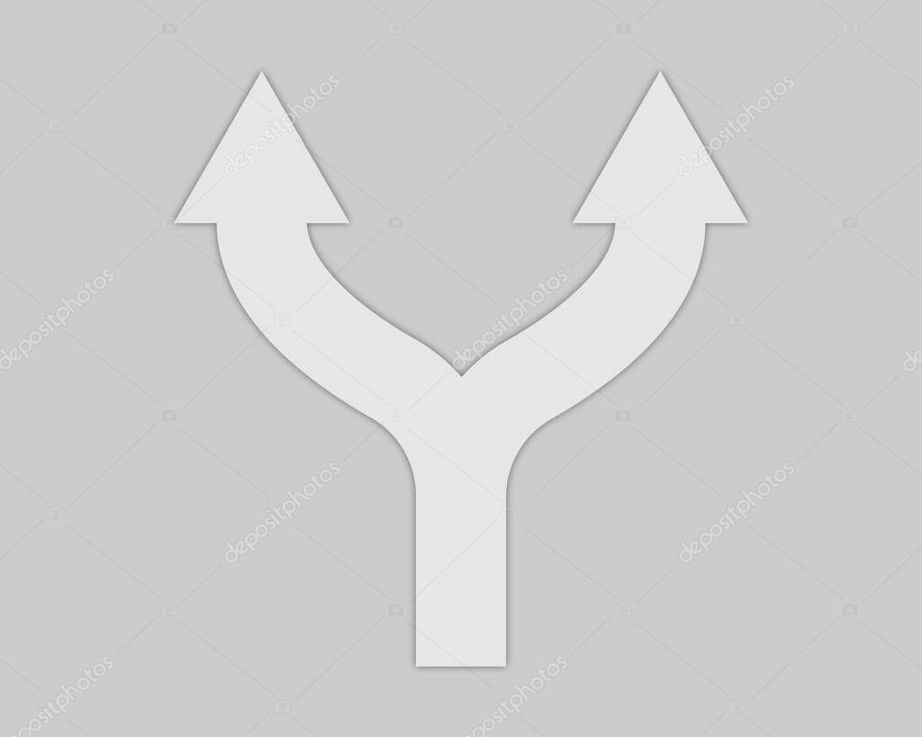 two united arrows in light colors on a gray background