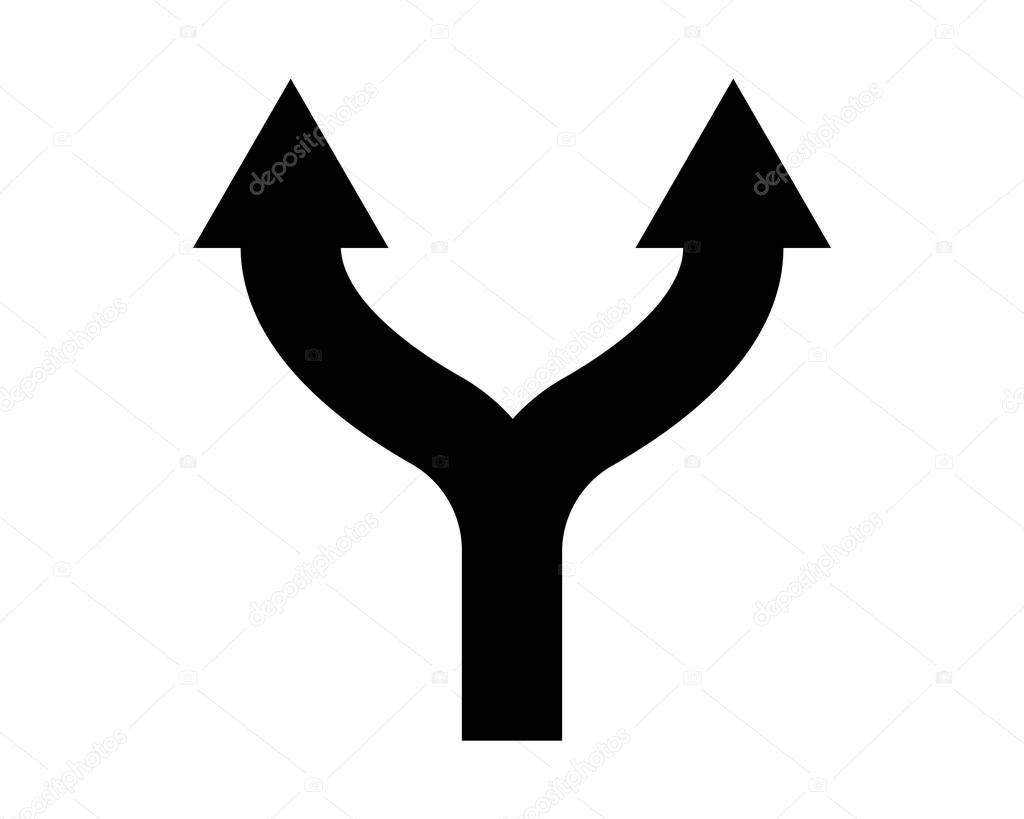 two united arrows in black on a white background