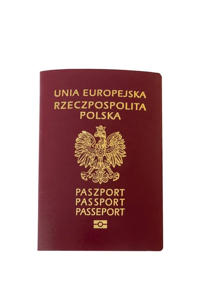 Beyaz bir arka plan üzerinde dikey pozisyonda Polonya pasaportu