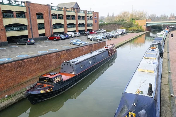 Banbury Oxfordshire Grã Bretanha Janeiro 2014 Canal Banbury Com Barcos — Fotografia de Stock