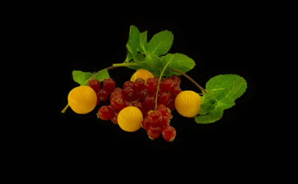 Berries Isolated Black Background Clipping Path — Stock Photo, Image