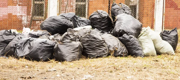 Bags Last Year Leaves Harvest Spring City — Stock Photo, Image