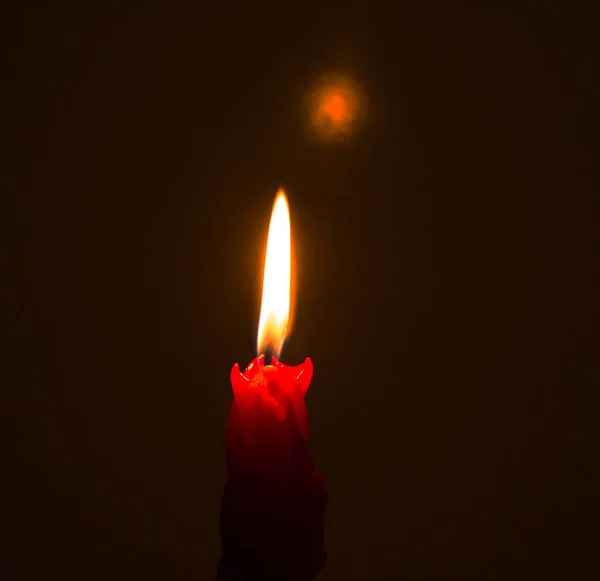 Vela Vermelha Acesa Escuro Mistério Romance Tempo Amor Paixão — Fotografia de Stock