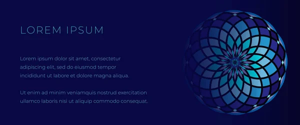 Mozaik mandala ile web banner için derin mavi şablon 