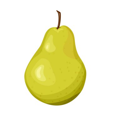 izole yeşil armut düz vektör çizim küçük sanat simge görüntüsünü beyaz arka plan üzerinde