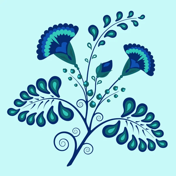 Rus çiçek desenli vektör çizim Peygamber gökyüzü masmavi zemin üzerinde mavi