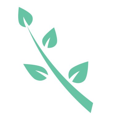 Yeşil Bahar Dalı logo simge vektör çizim küçük minimalist resim. doğa, organik, vegan izole sembolü