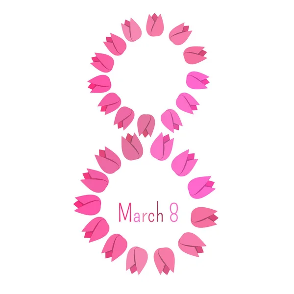 Вінок Тюльпанів Векторні Ілюстрації Вітальна Листівка Березня Міжнародний Жіночий День — стоковий вектор